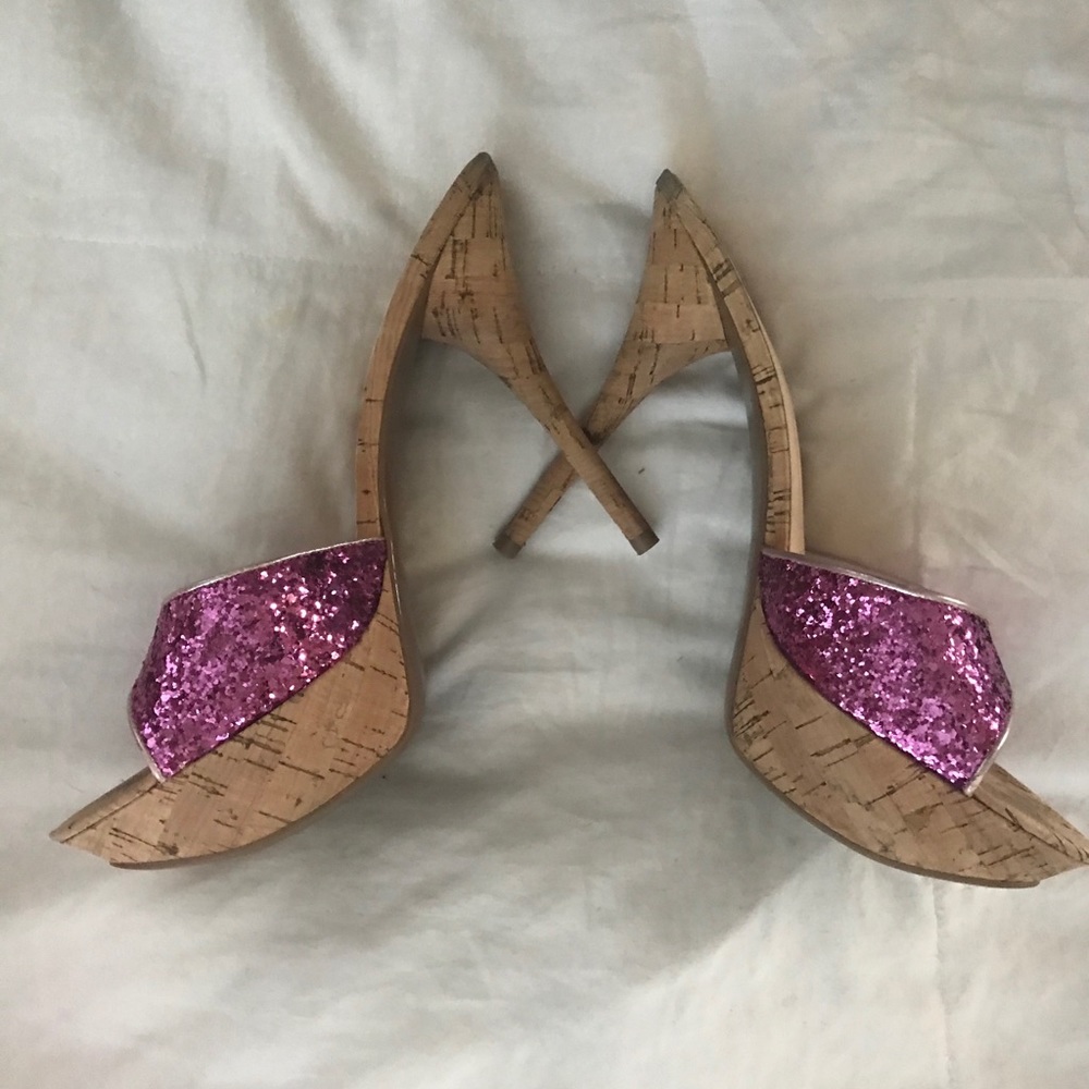 Guess Pink Glitter Heels size 8.5